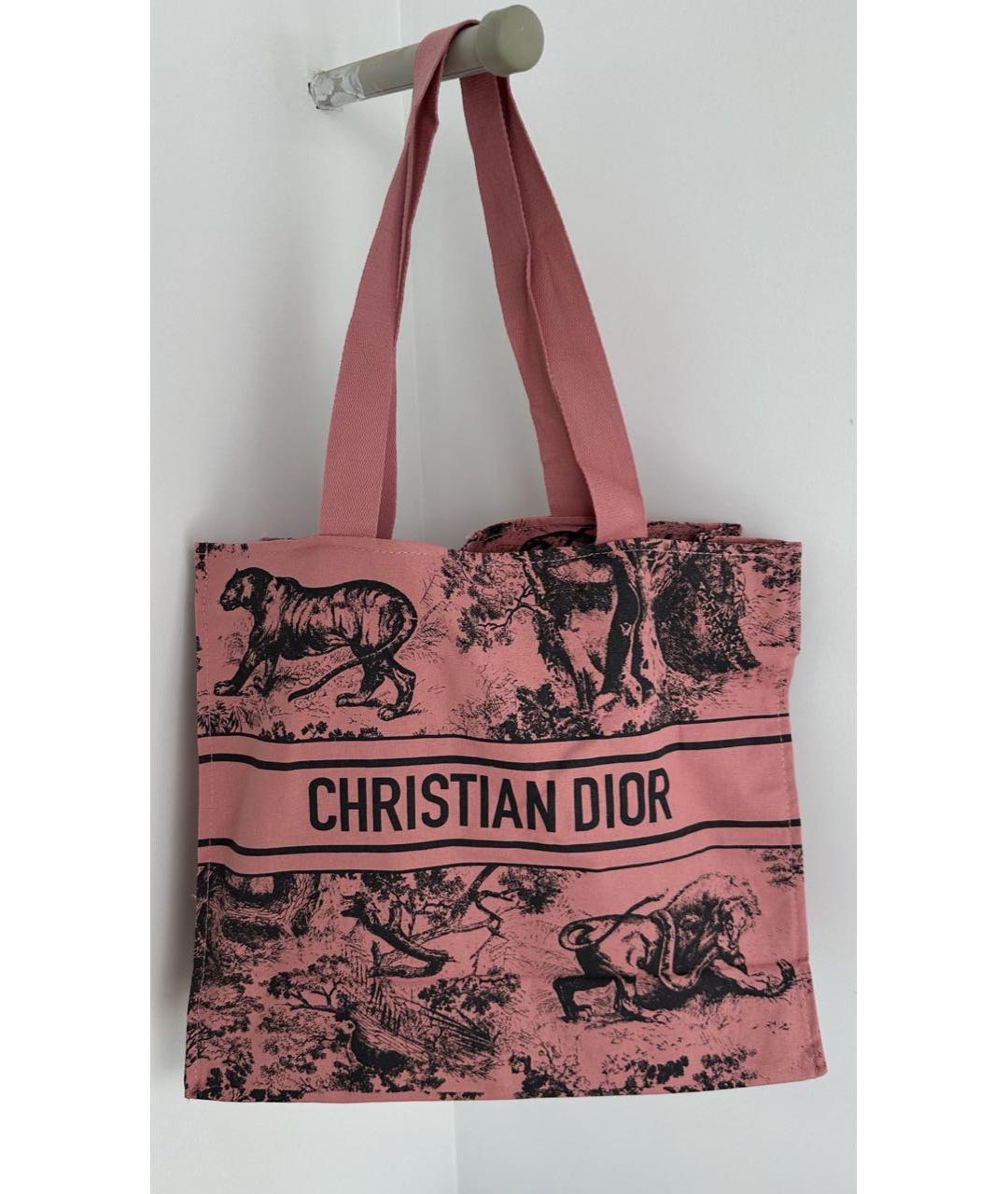 CHRISTIAN DIOR Розовая льняная пляжная сумка, фото 9