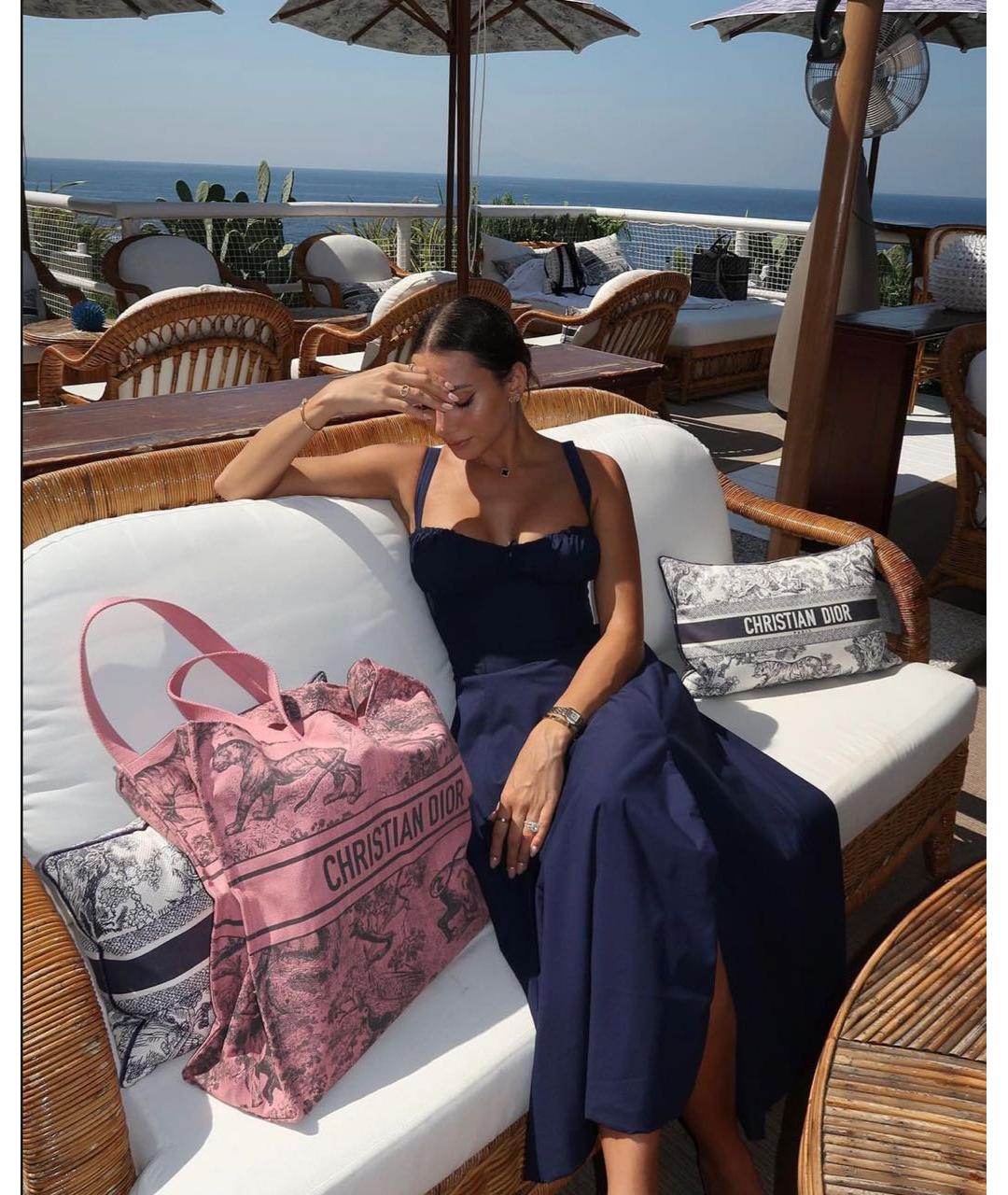 CHRISTIAN DIOR Розовая льняная пляжная сумка, фото 8