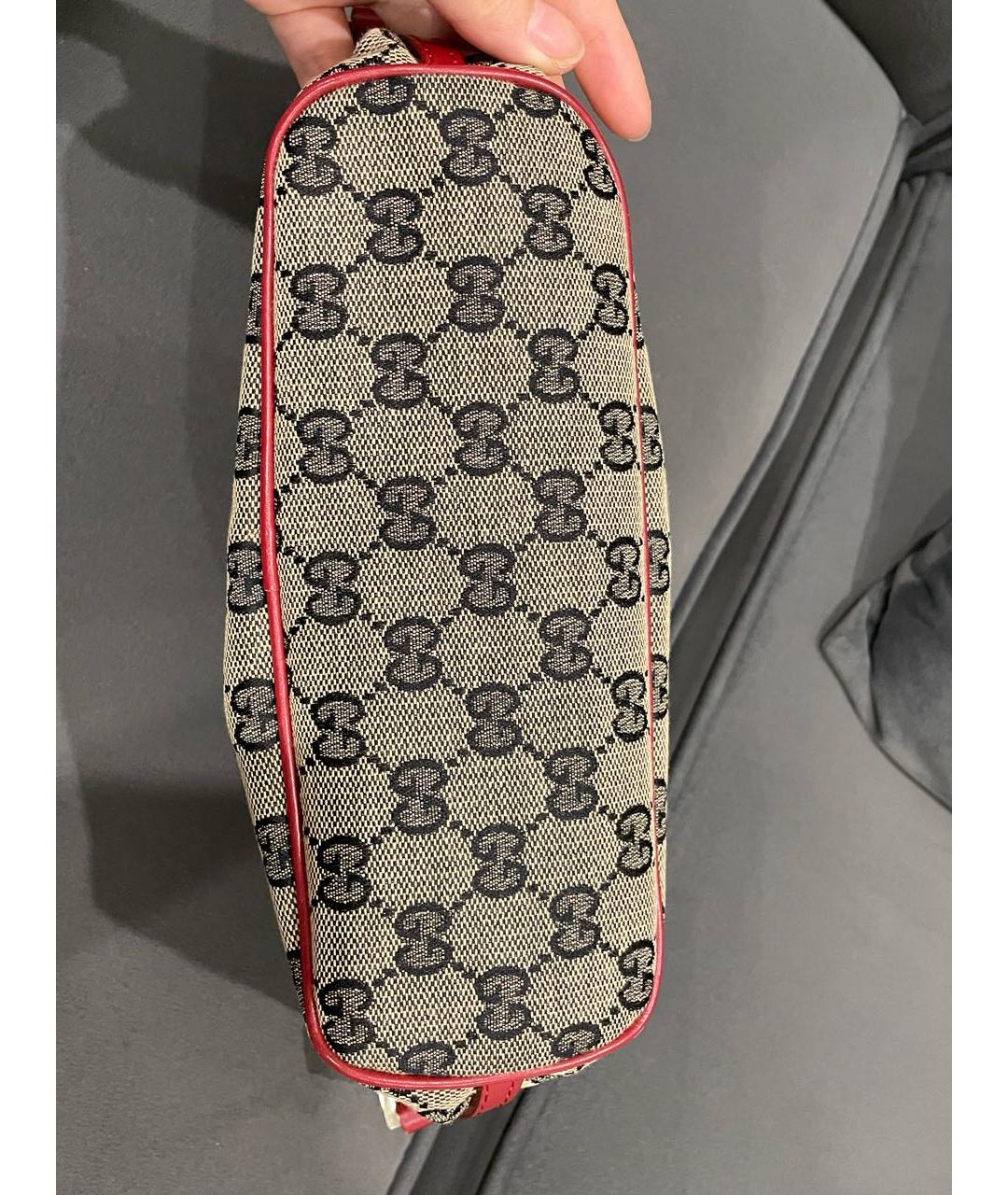 GUCCI Бежевая тканевая сумка с короткими ручками, фото 4