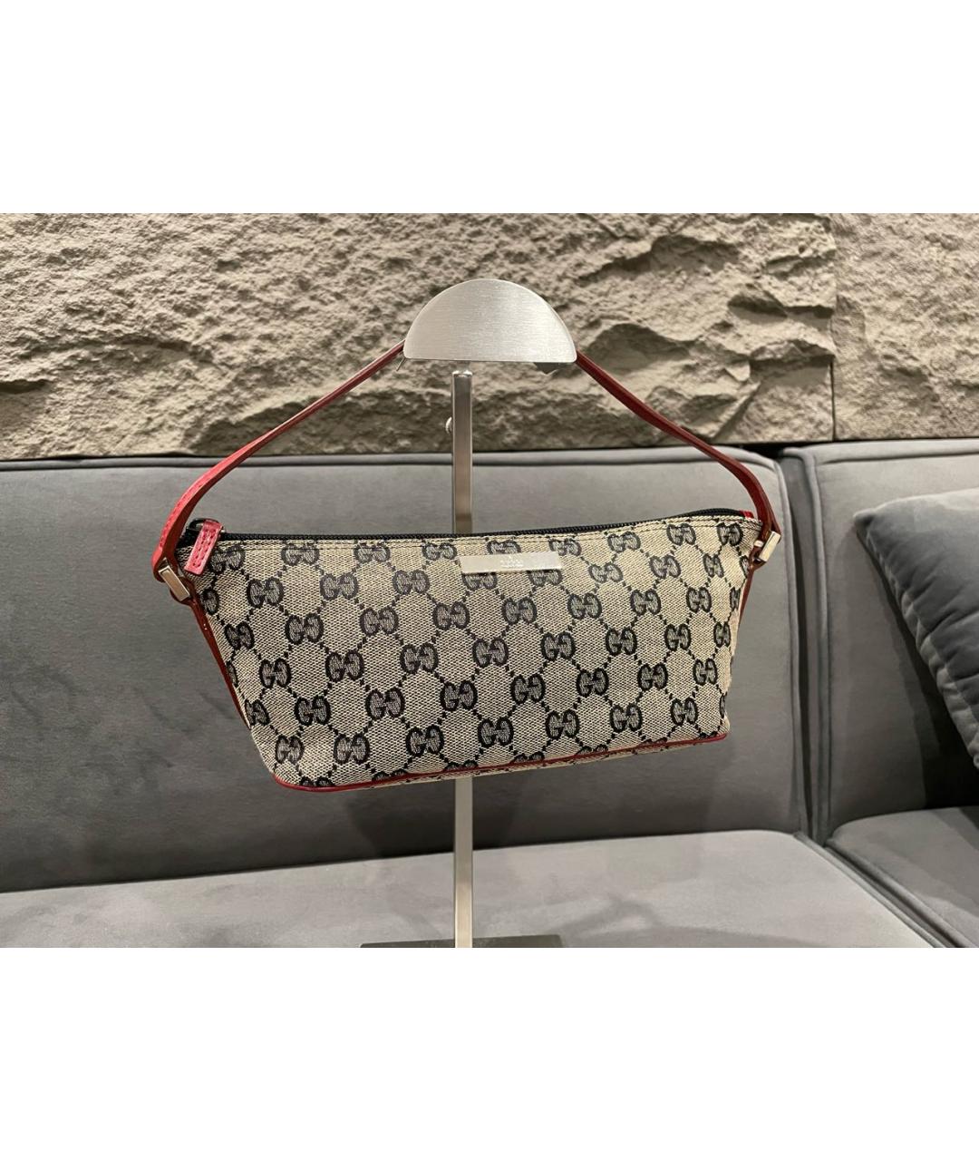 GUCCI Бежевая тканевая сумка с короткими ручками, фото 9