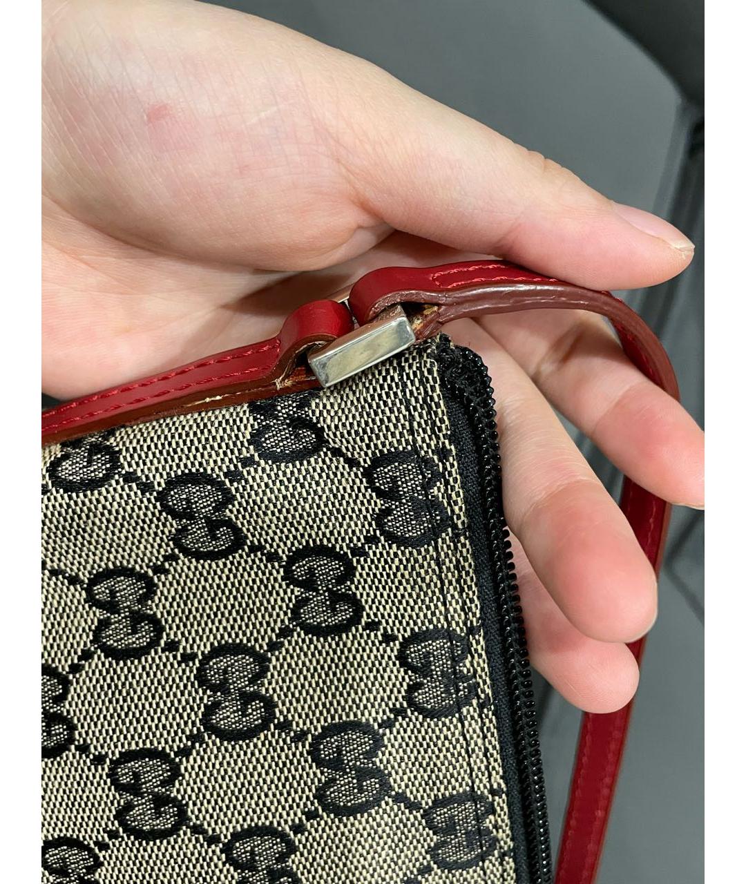 GUCCI Бежевая тканевая сумка с короткими ручками, фото 6