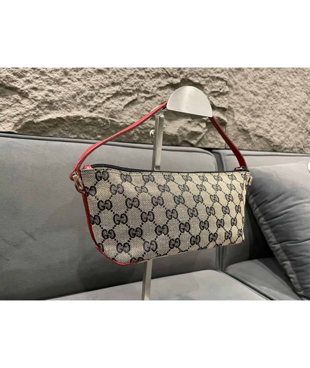 GUCCI Бежевая тканевая сумка с короткими ручками, фото 3