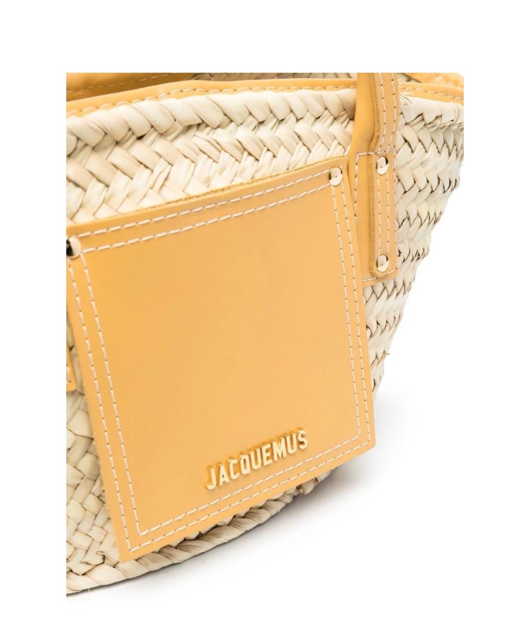 JACQUEMUS Желтая пелетеная пляжная сумка, фото 3