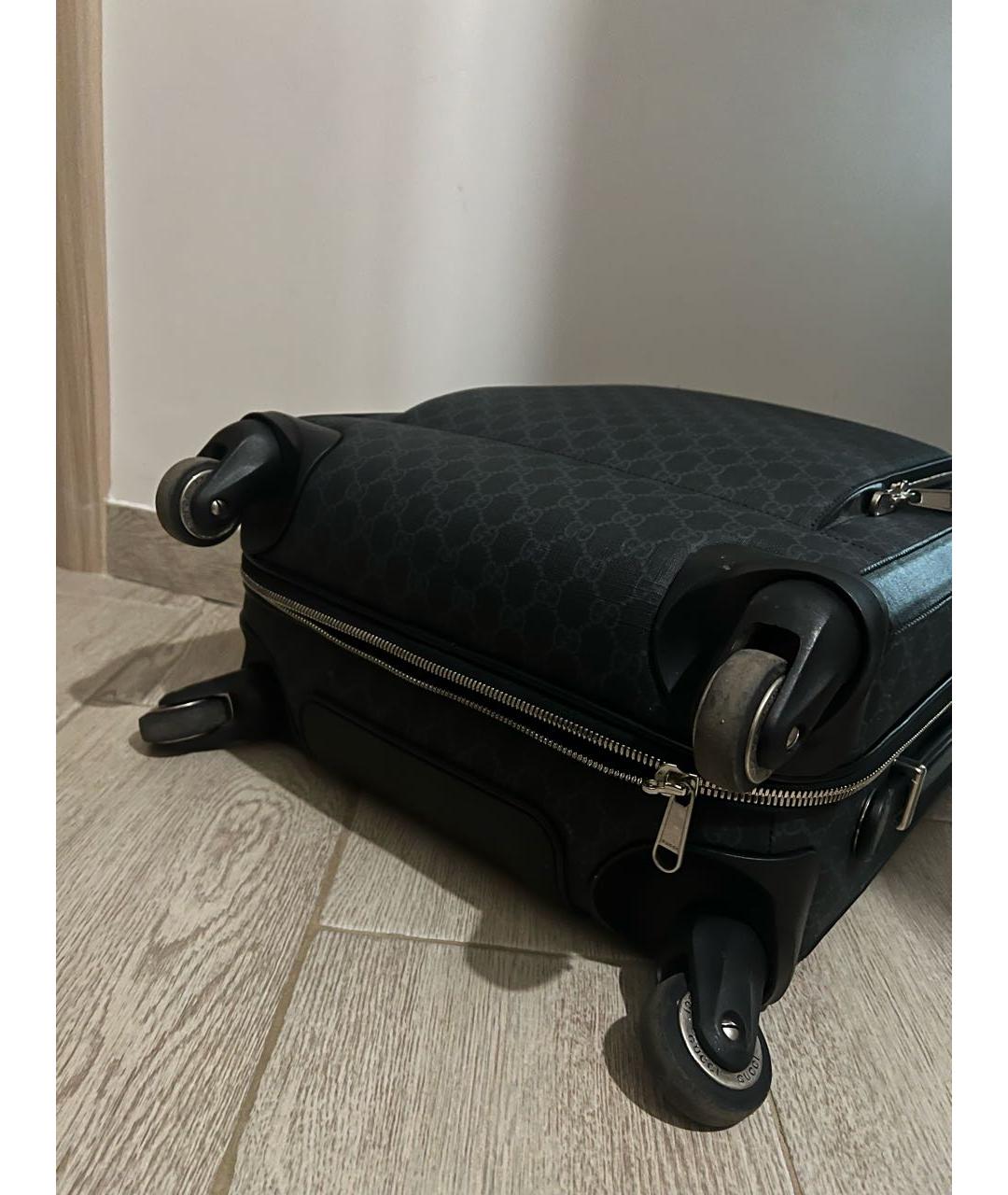 GUCCI Черный кожаный чемодан, фото 3