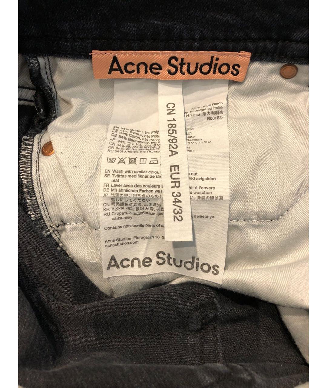 ACNE STUDIOS Темно-синие хлопковые прямые джинсы, фото 3