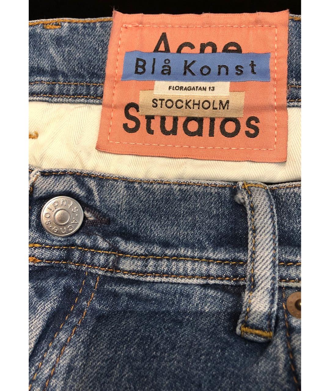 ACNE STUDIOS Синие хлопковые прямые джинсы, фото 3