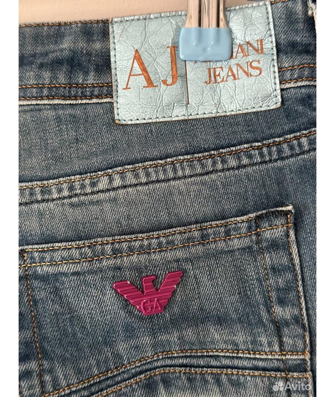 ARMANI JEANS Синие хлопковые прямые джинсы, фото 3