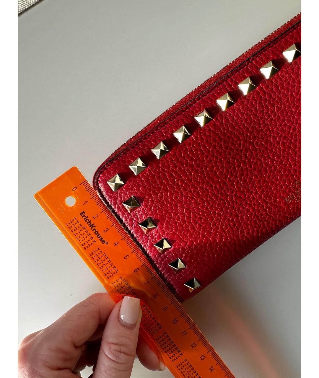 VALENTINO Бордовый кожаный кошелек, фото 6