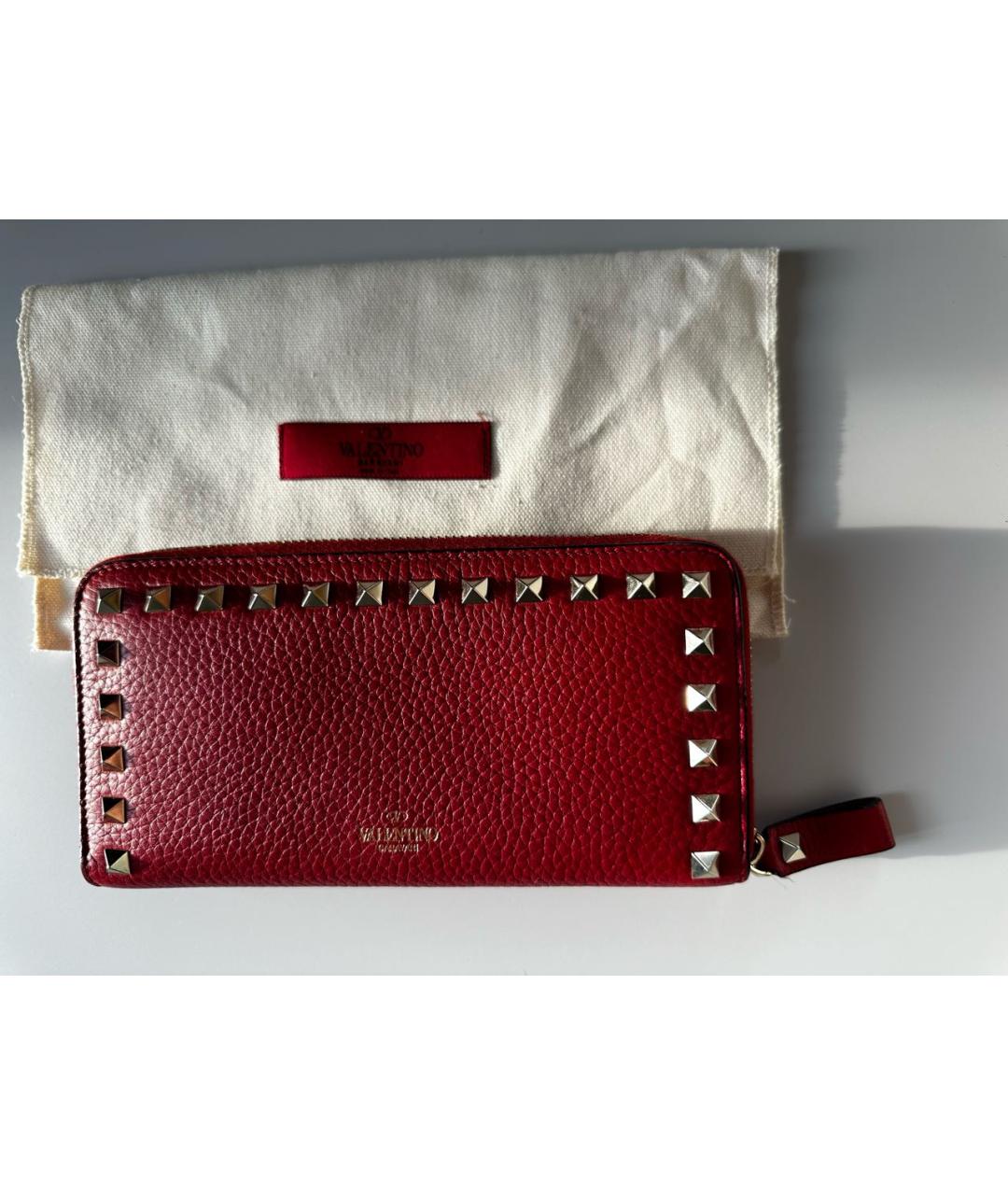 VALENTINO Бордовый кожаный кошелек, фото 9