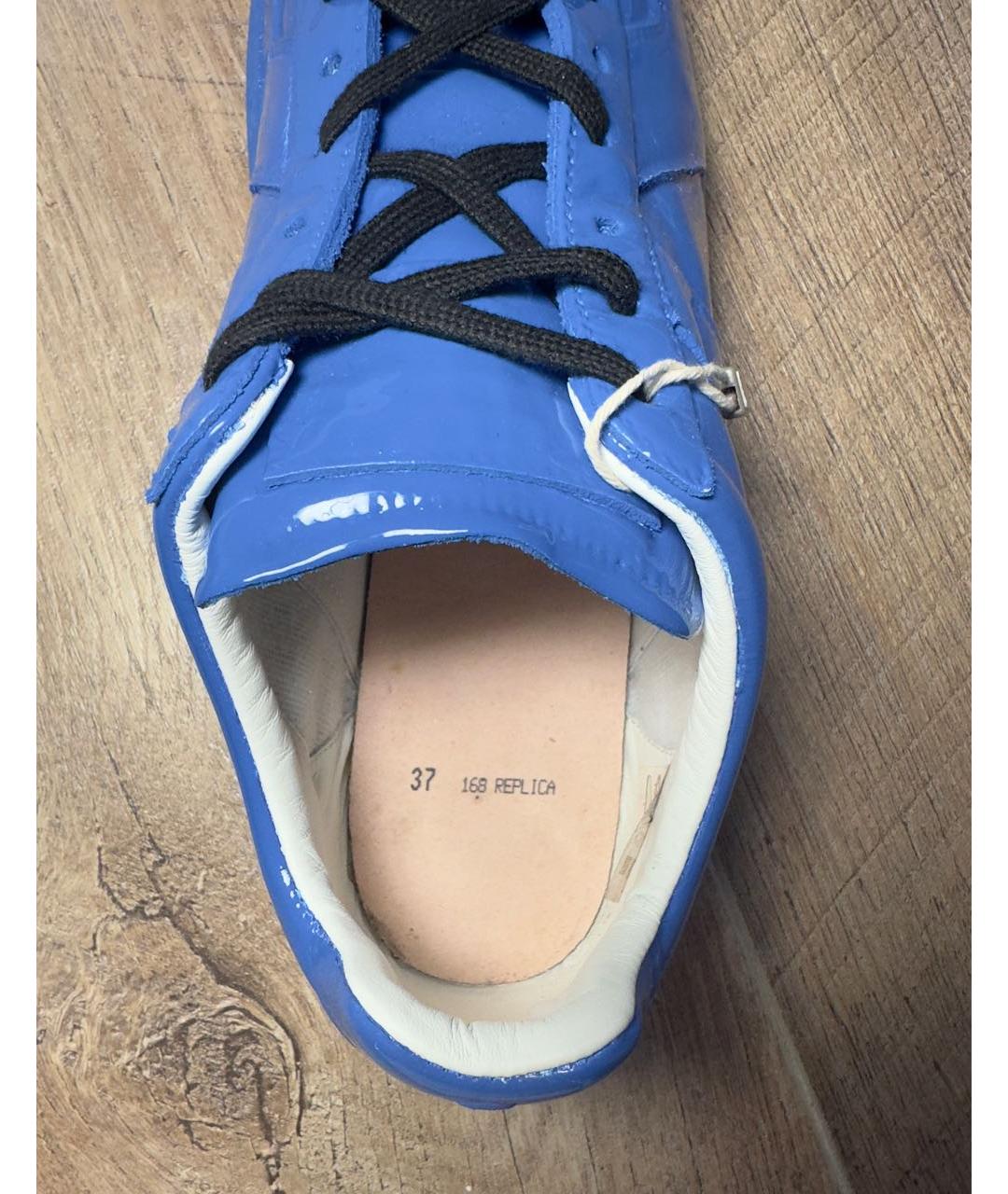 MAISON MARGIELA Синие кеды из лакированной кожи, фото 8