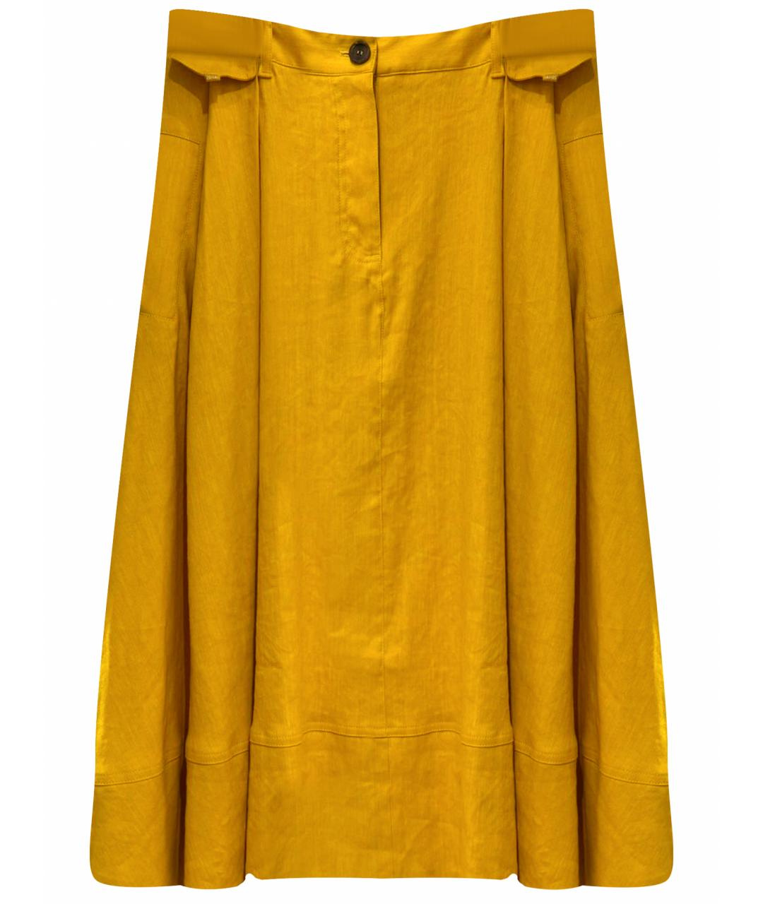 LORENA ANTONIAZZI Желтая льняная юбка миди, фото 1