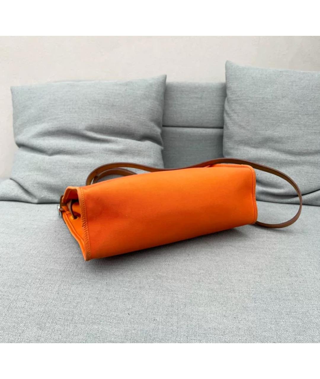 HERMES Оранжевая тканевая сумка через плечо, фото 5