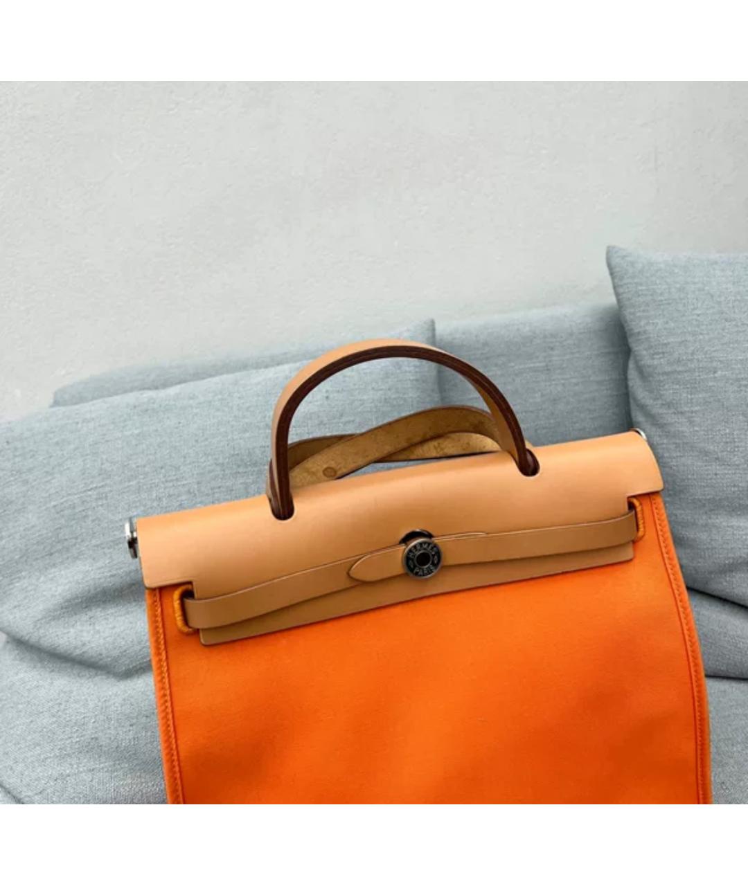 HERMES Оранжевая тканевая сумка через плечо, фото 2
