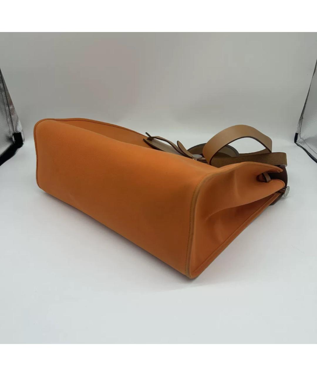 HERMES Оранжевая кожаная сумка тоут, фото 7