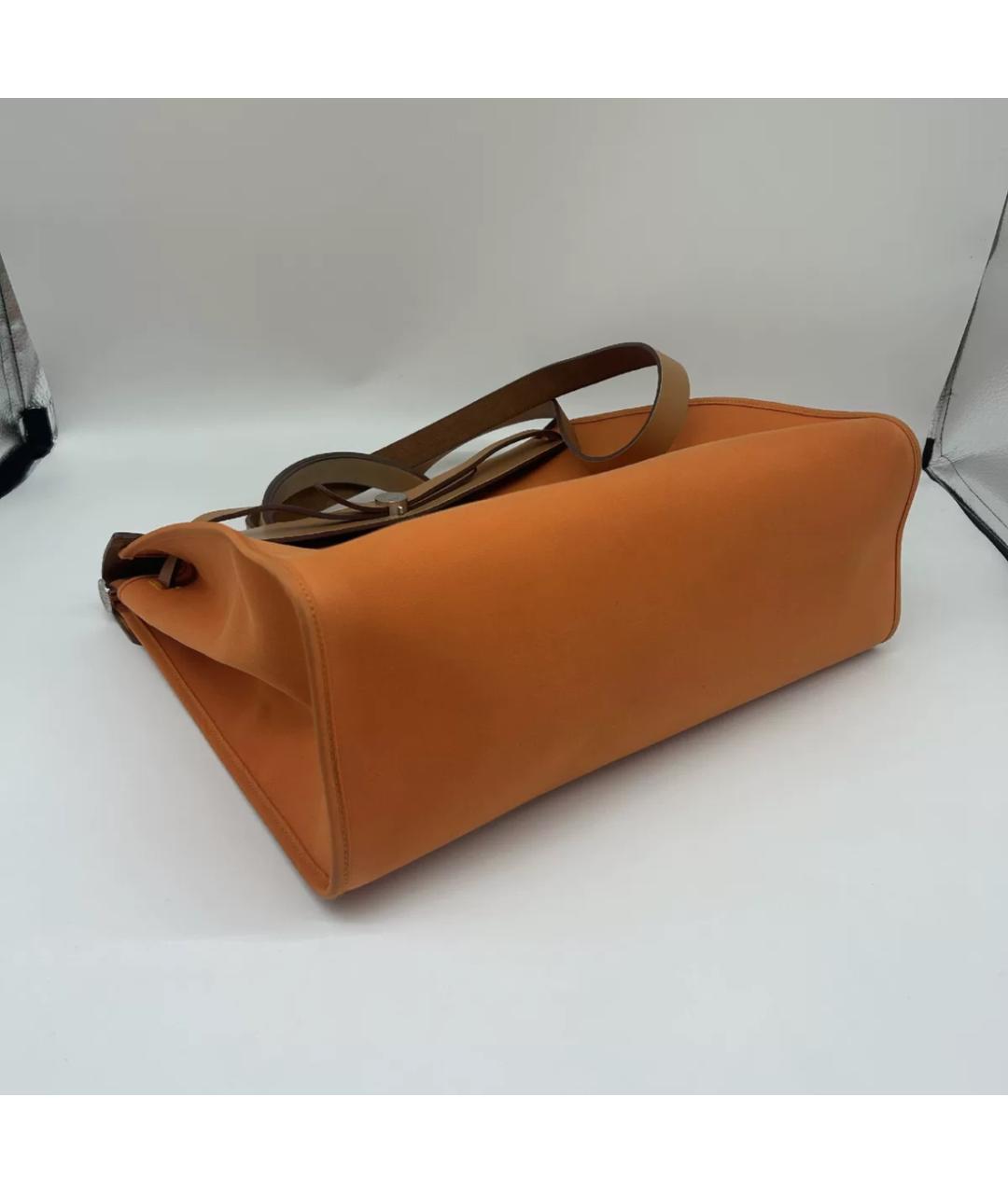 HERMES Оранжевая кожаная сумка тоут, фото 6