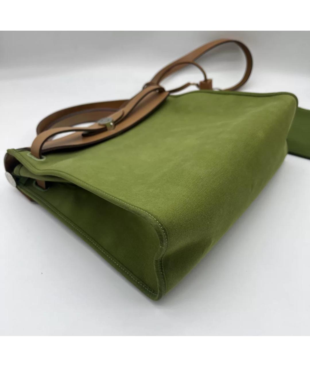 HERMES Зеленая тканевая сумка через плечо, фото 6