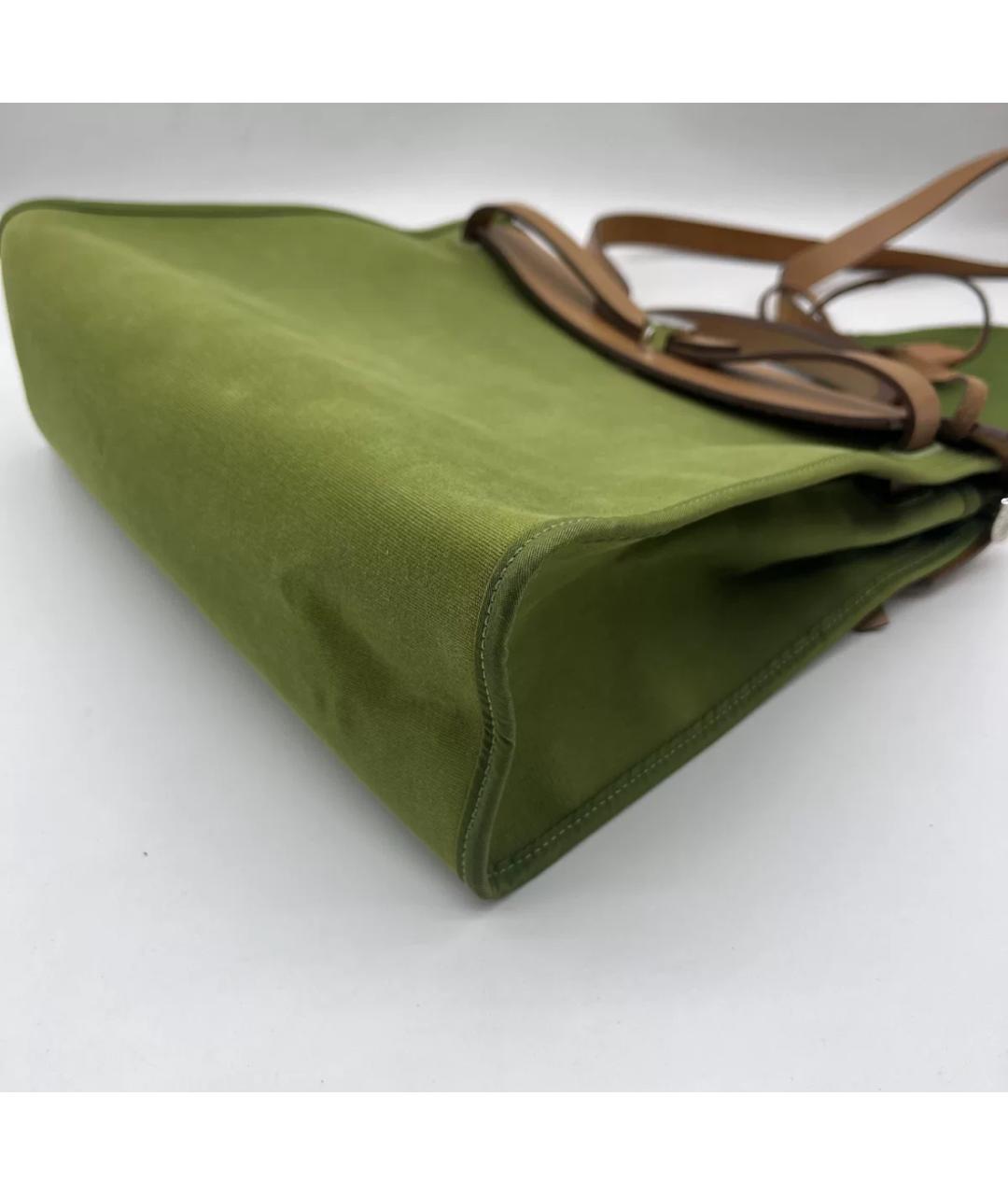HERMES Зеленая тканевая сумка через плечо, фото 8