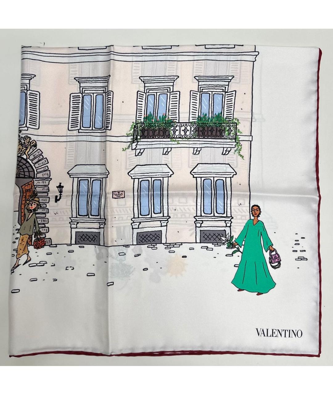 VALENTINO Белый шелковый платок, фото 2