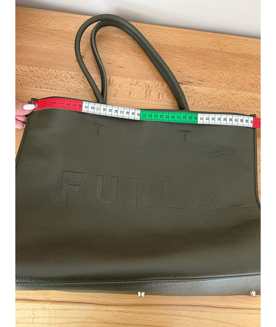 FURLA Зеленая кожаная сумка тоут, фото 7