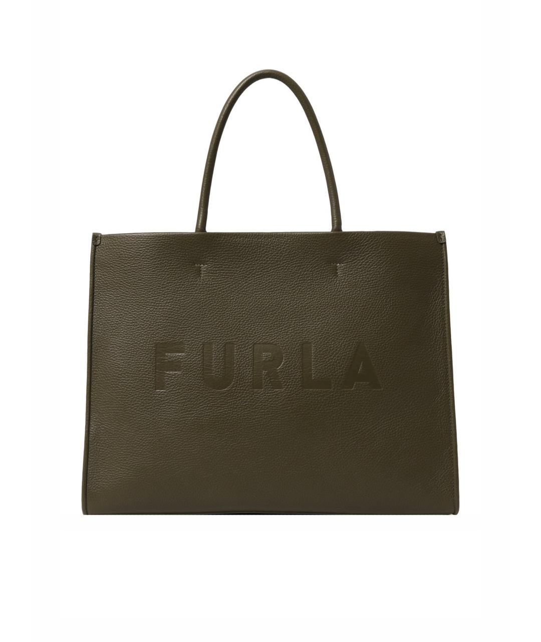 FURLA Зеленая кожаная сумка тоут, фото 1