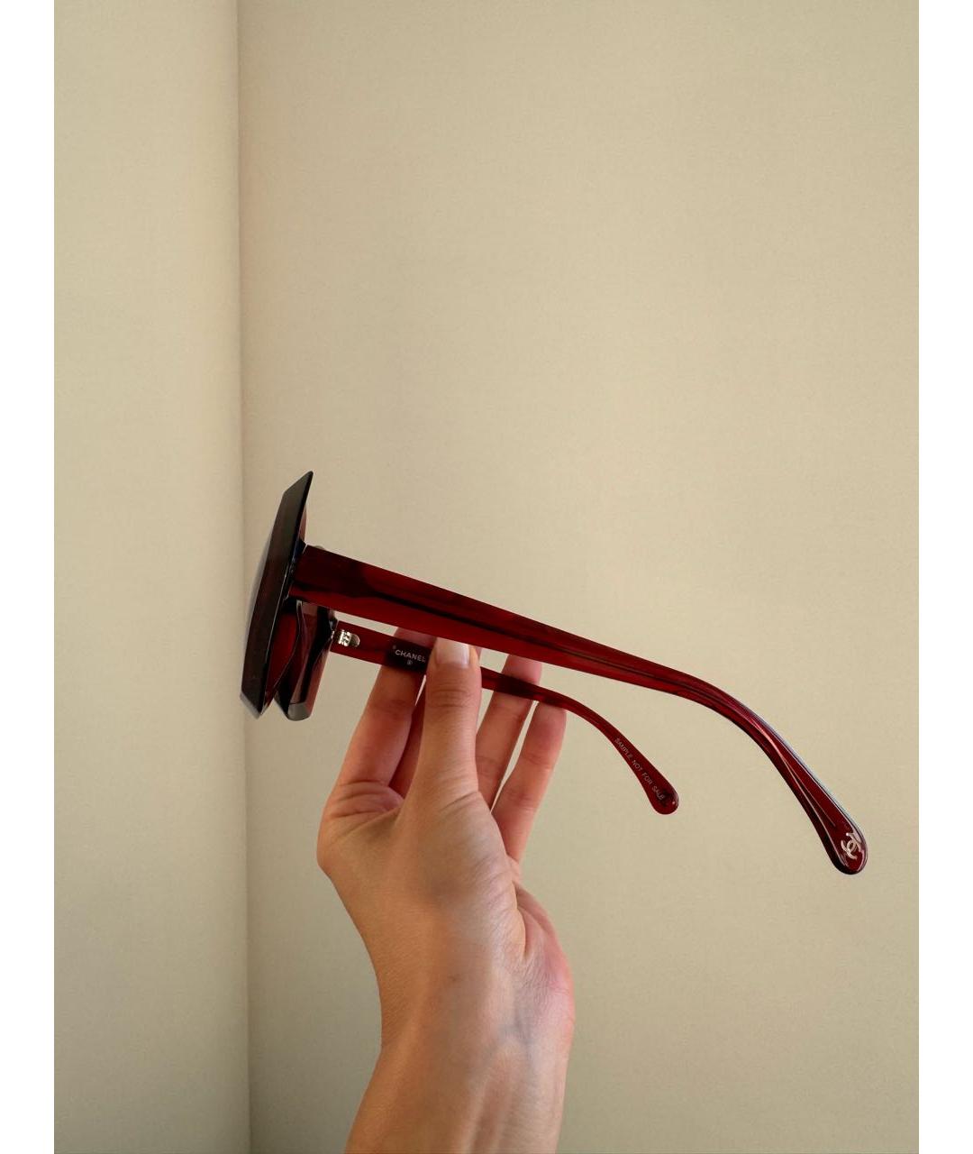CHANEL Бордовые пластиковые солнцезащитные очки, фото 3