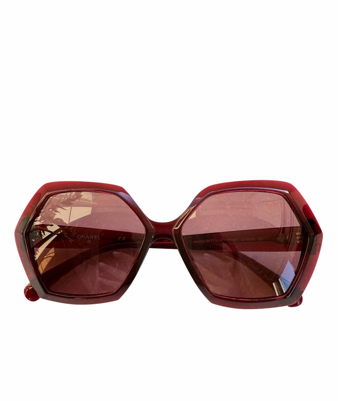 CHANEL Бордовые пластиковые солнцезащитные очки, фото 1
