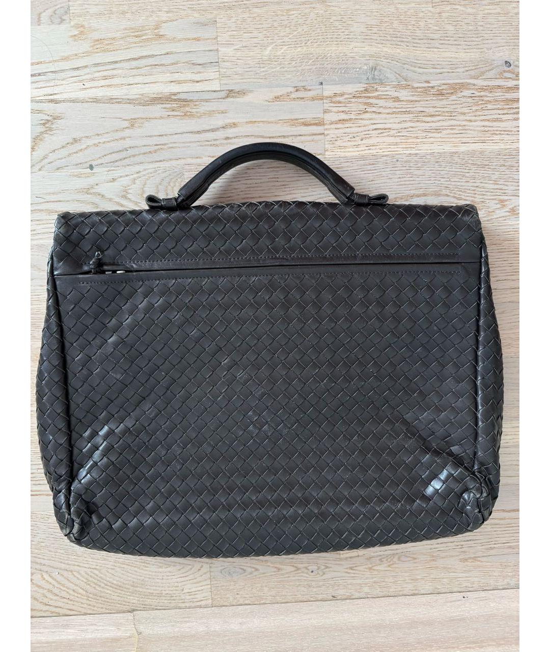 BOTTEGA VENETA Коричневый кожаный портфель, фото 3