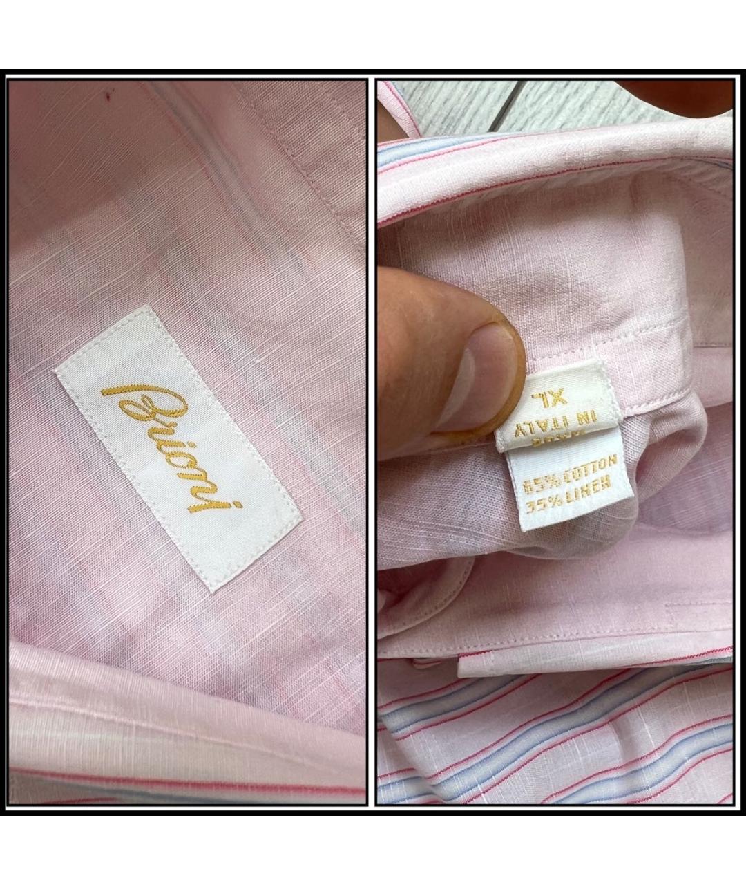 BRIONI Розовая льняная классическая рубашка, фото 7