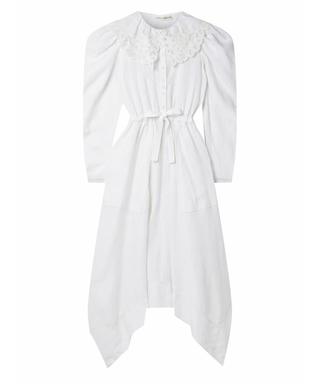 ULLA JOHNSON Белое льняное повседневное платье, фото 1