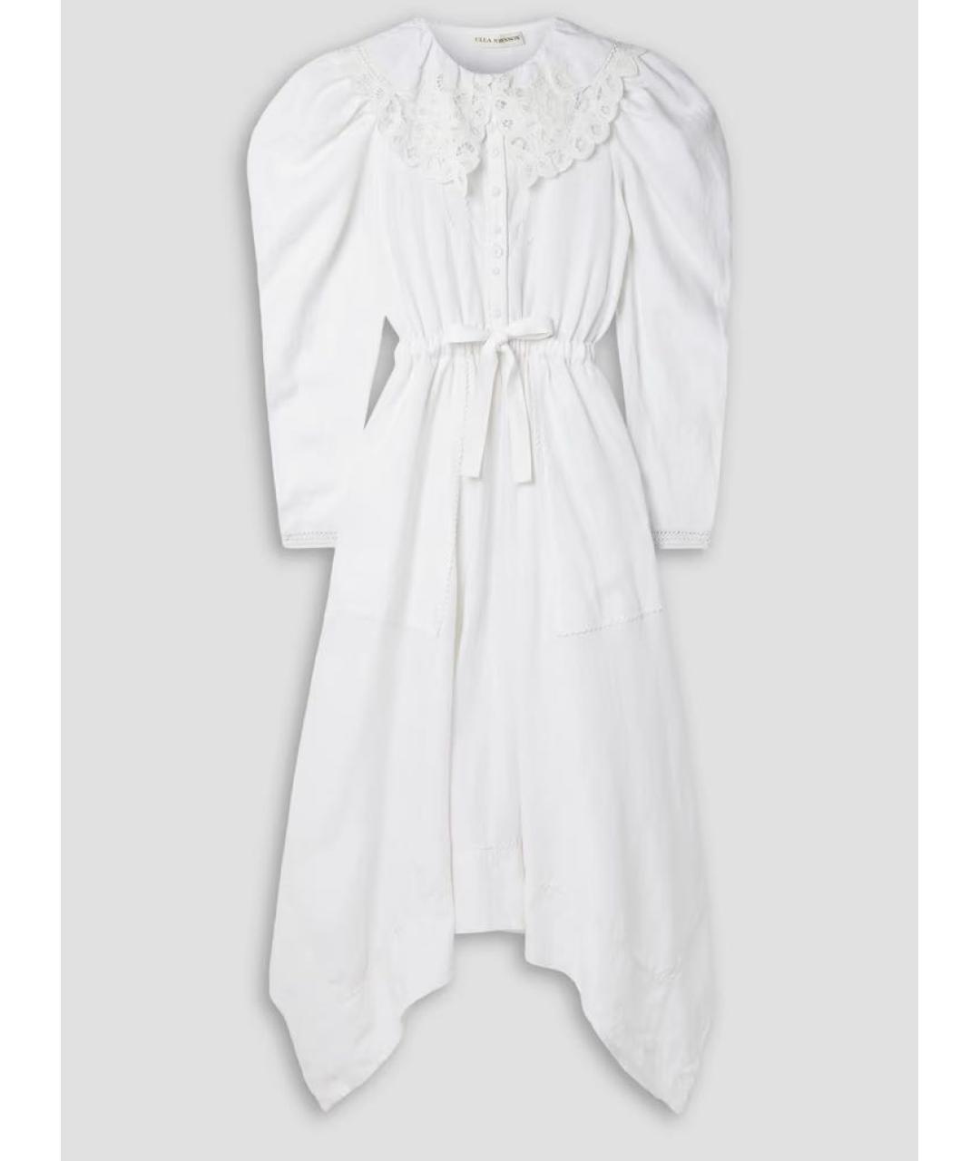 ULLA JOHNSON Белое льняное повседневное платье, фото 9