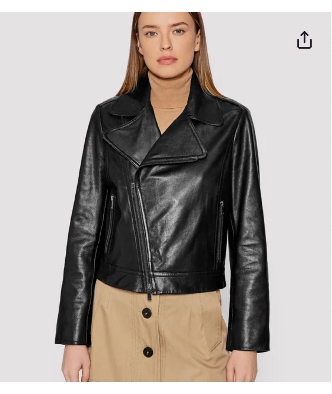 WEEKEND MAX MARA Черная кожаная куртка, фото 2