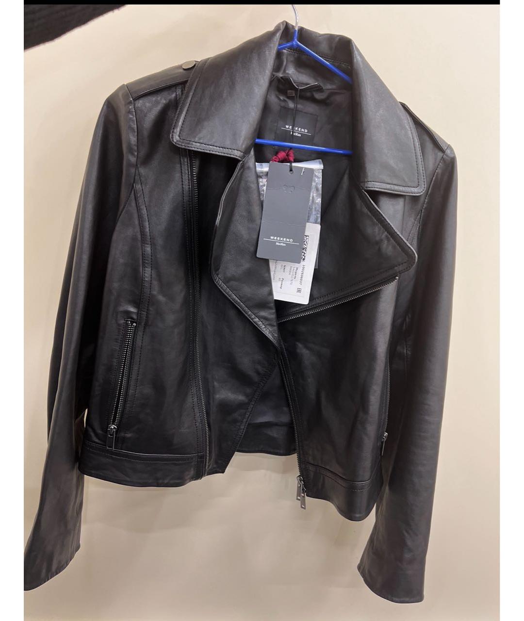 WEEKEND MAX MARA Черная кожаная куртка, фото 5