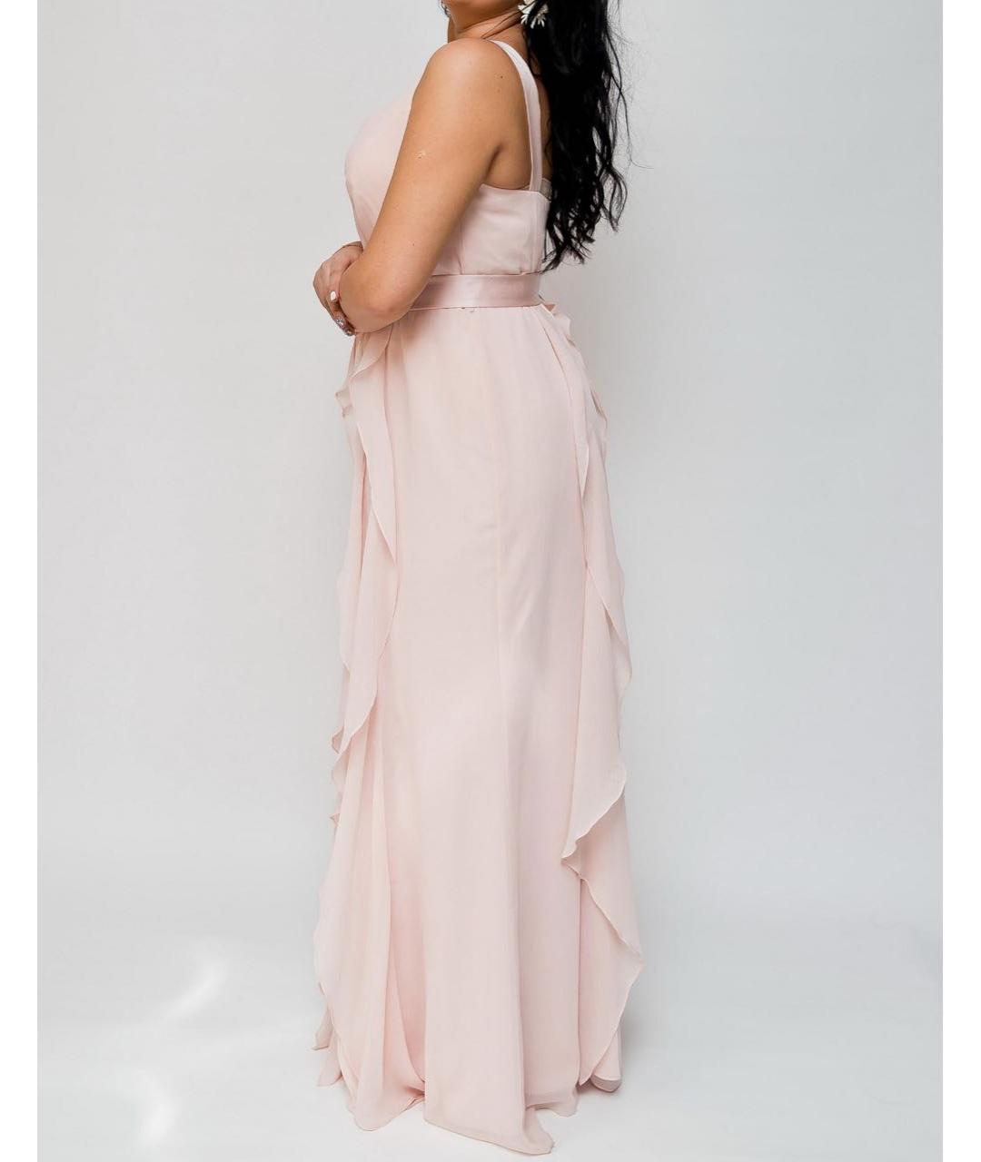 VERA WANG Розовое шифоновое вечернее платье, фото 6