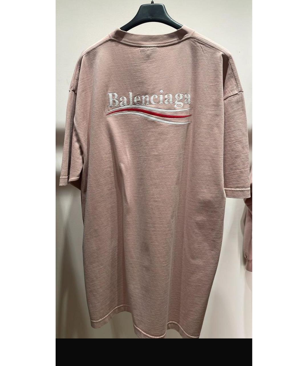 BALENCIAGA Розовая хлопковая футболка, фото 3