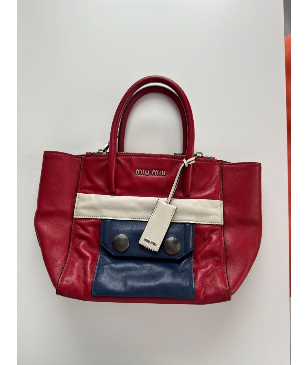 MIU MIU Красная кожаная сумка с короткими ручками, фото 2
