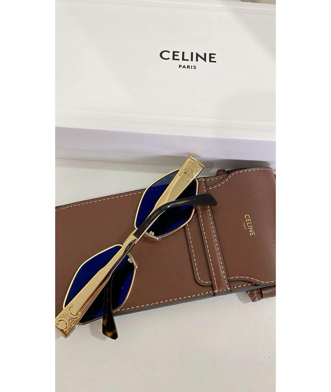 CELINE Золотые металлические солнцезащитные очки, фото 8