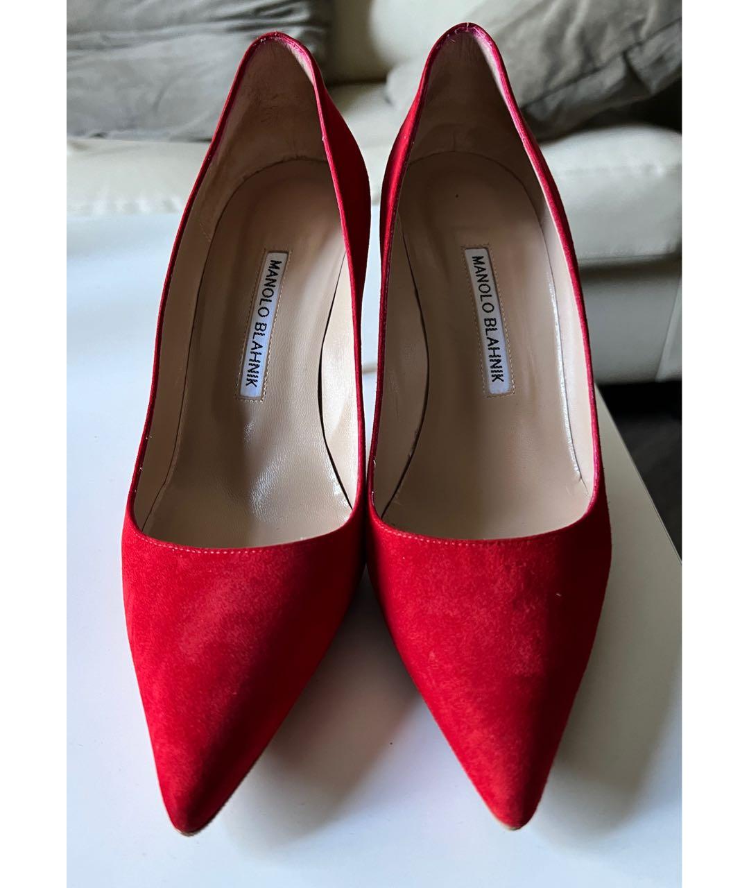 MANOLO BLAHNIK Красные замшевые туфли, фото 5