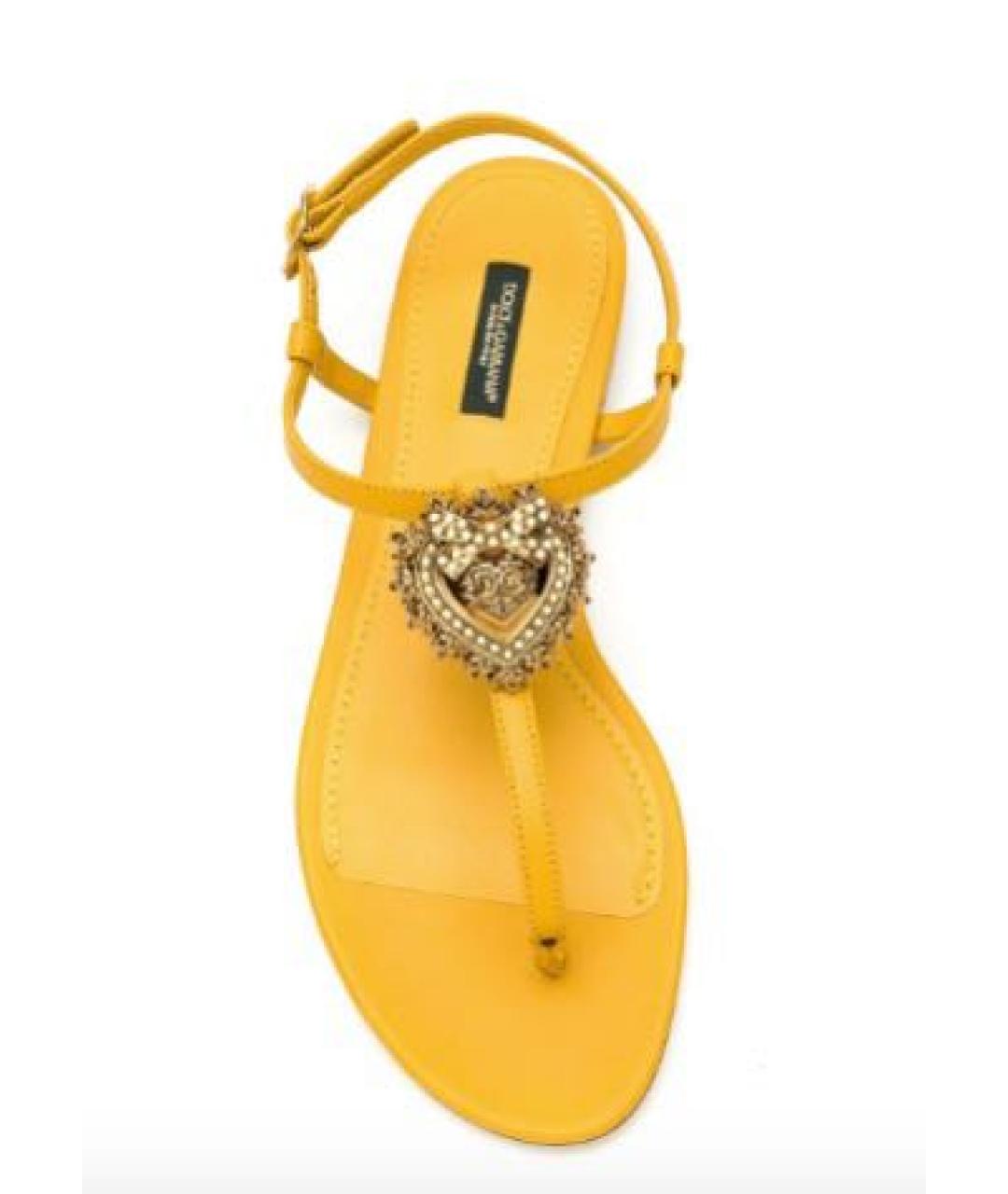 DOLCE&GABBANA Желтые кожаные сандалии, фото 2