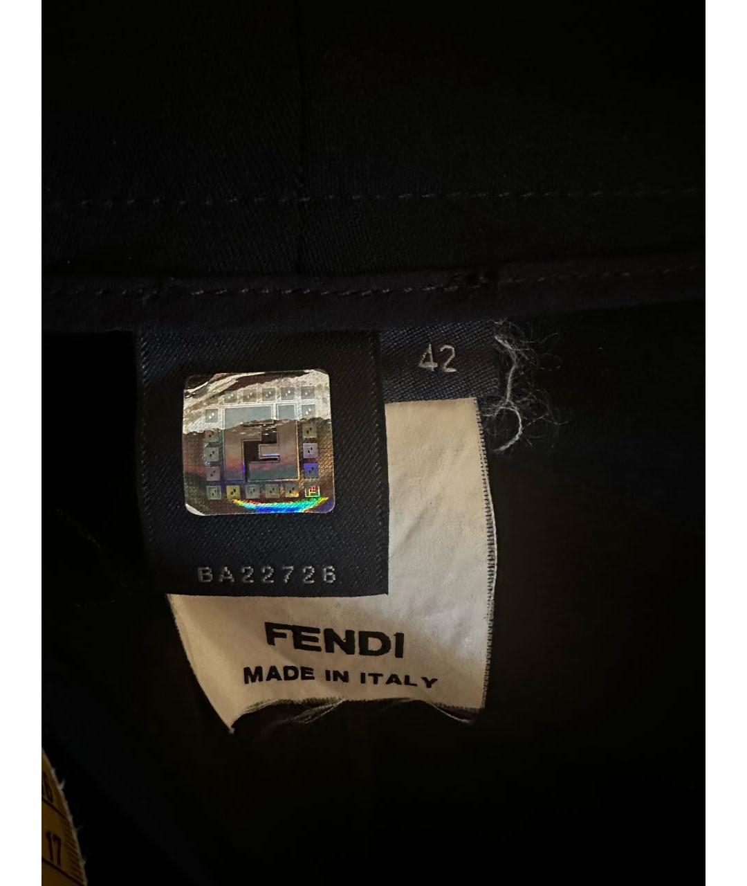 FENDI Черные шерстяные брюки узкие, фото 5