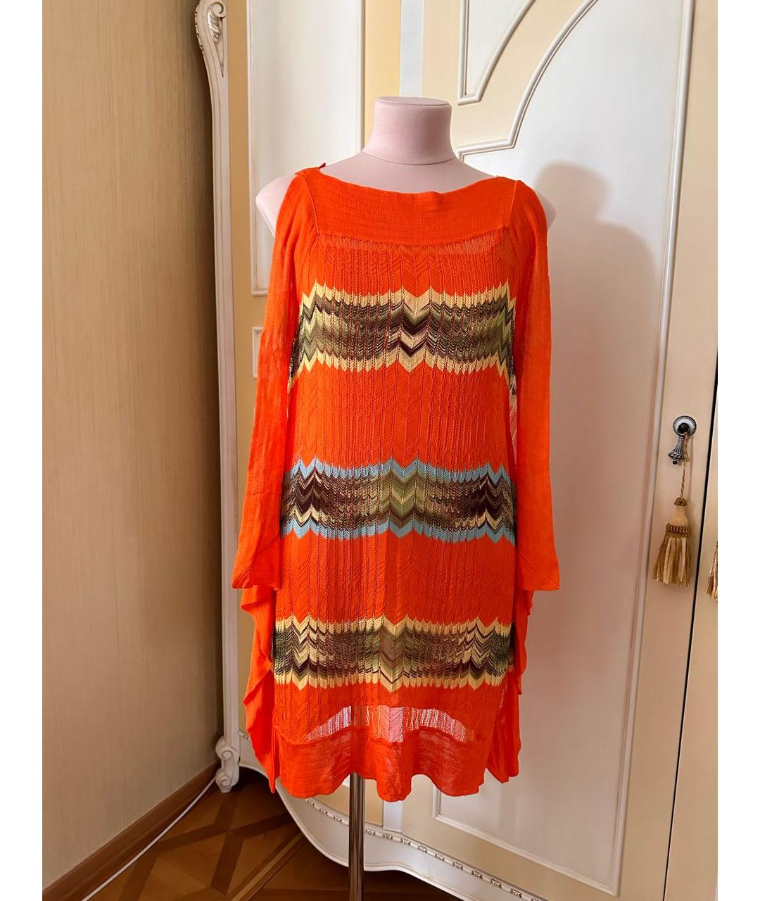 MISSONI Оранжевое вискозное коктейльное платье, фото 8
