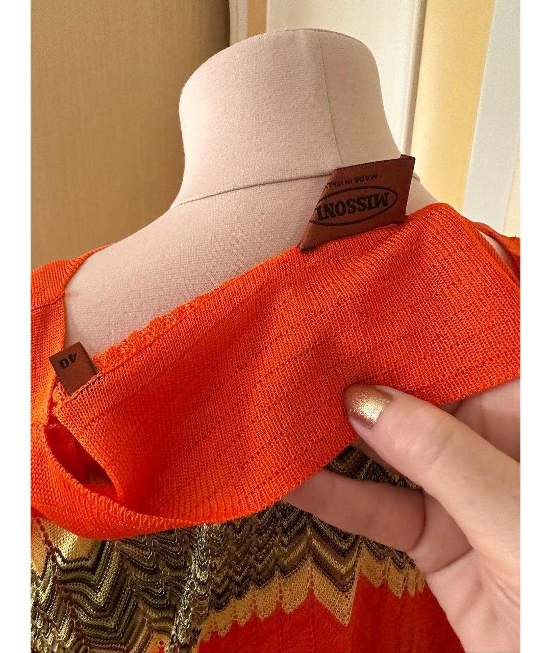 MISSONI Оранжевое вискозное коктейльное платье, фото 4