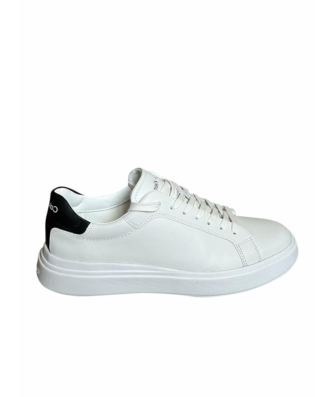 CALVIN KLEIN Белые кожаные низкие кроссовки / кеды, фото 1
