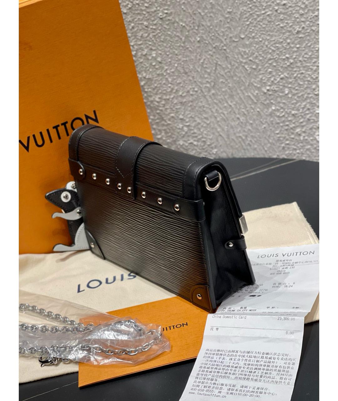 LOUIS VUITTON Черная кожаная сумка через плечо, фото 4