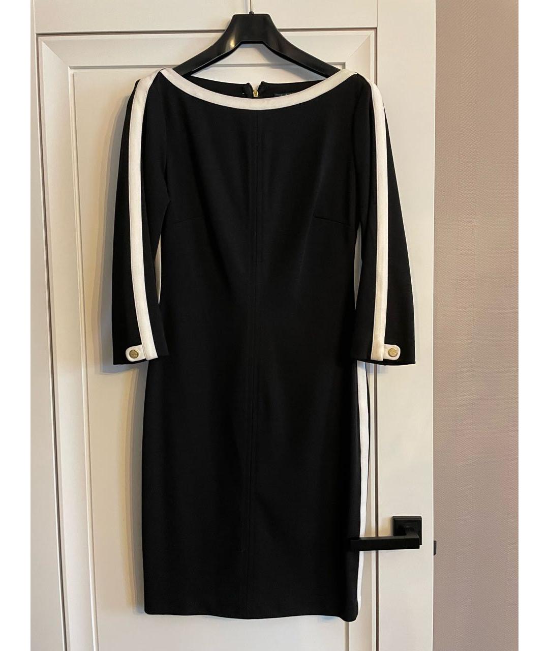RALPH LAUREN Черное хлопко-эластановое повседневное платье, фото 4