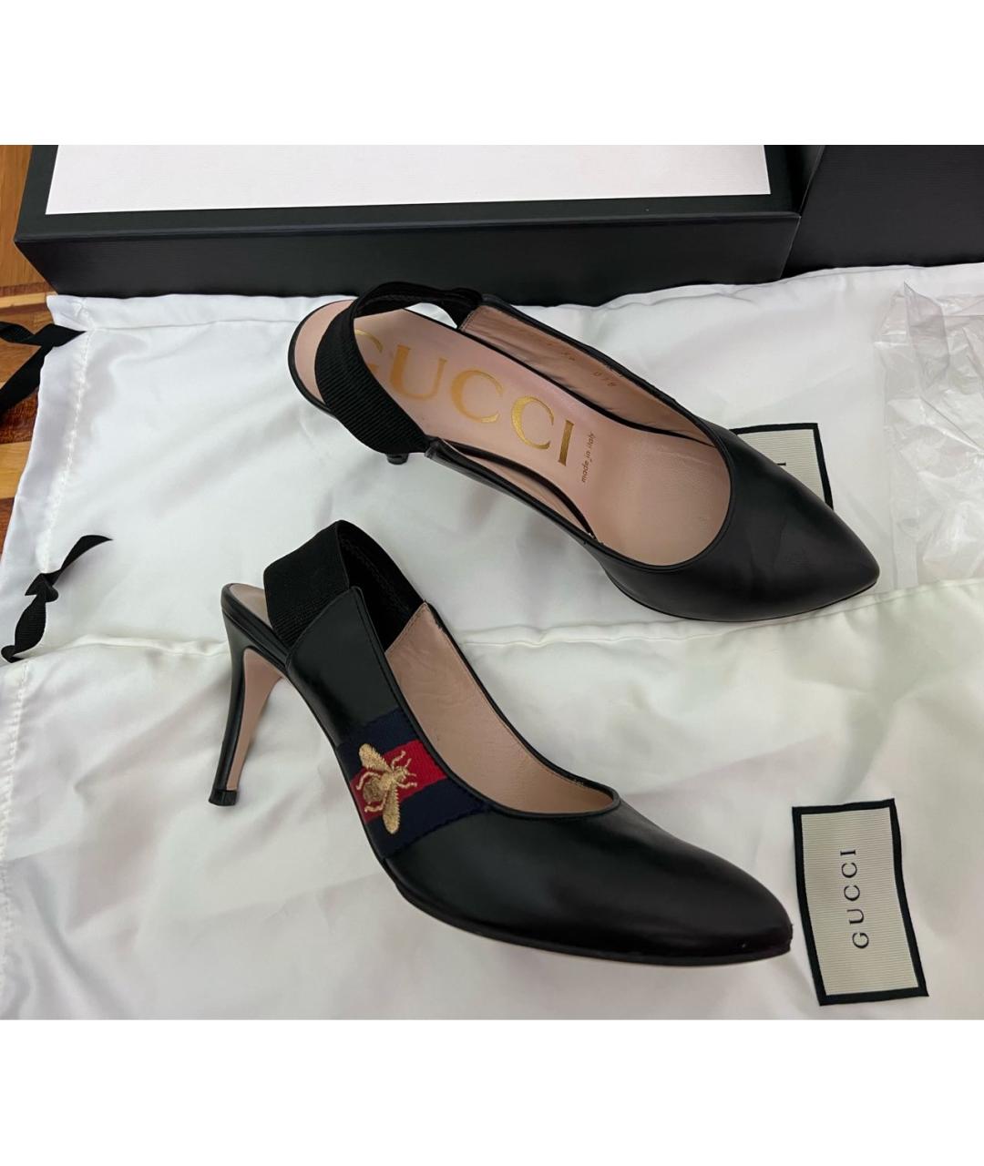 GUCCI Черные кожаные туфли, фото 5