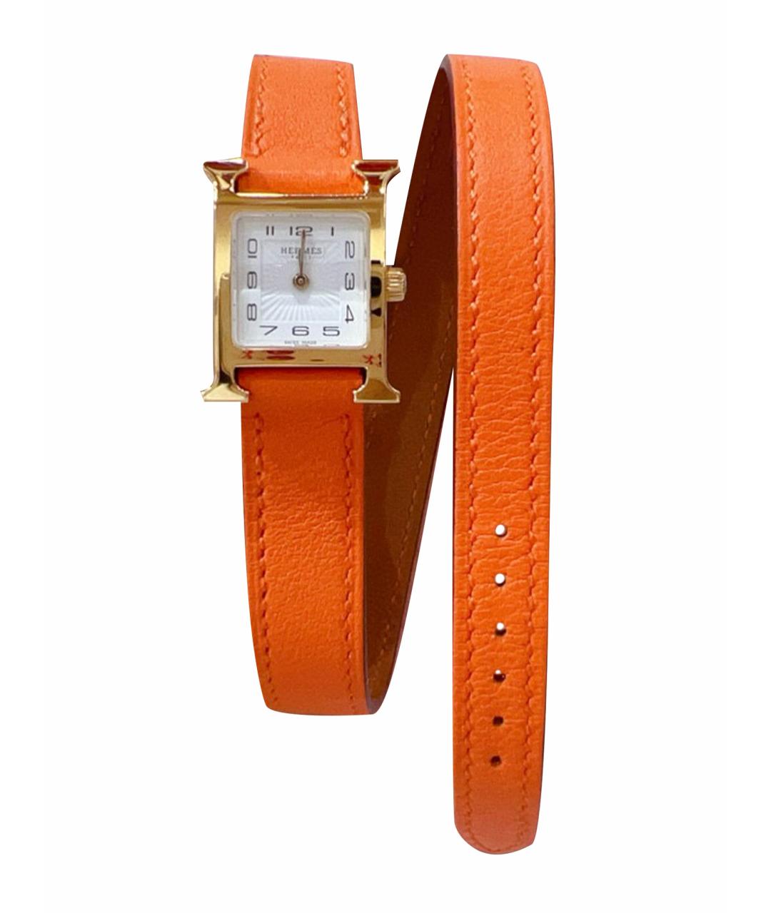 HERMES Оранжевое стальные часы, фото 1