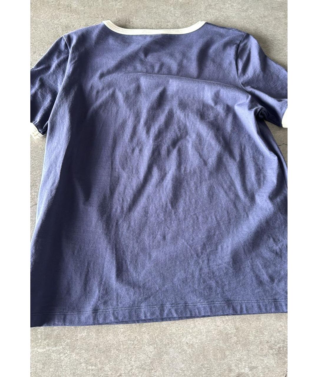 CELINE Темно-синяя хлопковая футболка, фото 2