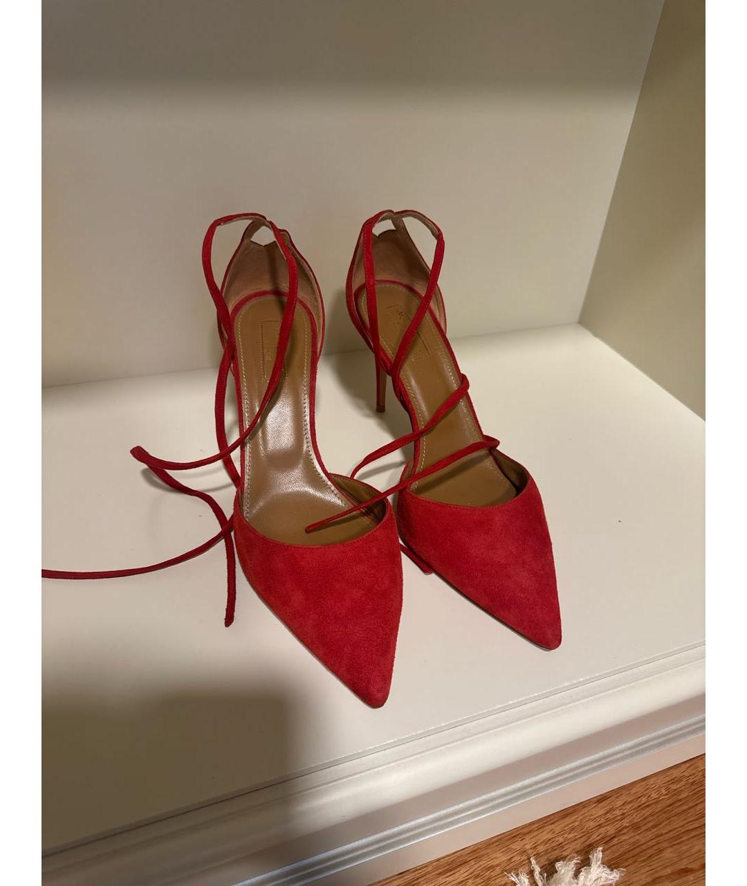 AQUAZZURA Красные замшевые туфли, фото 2