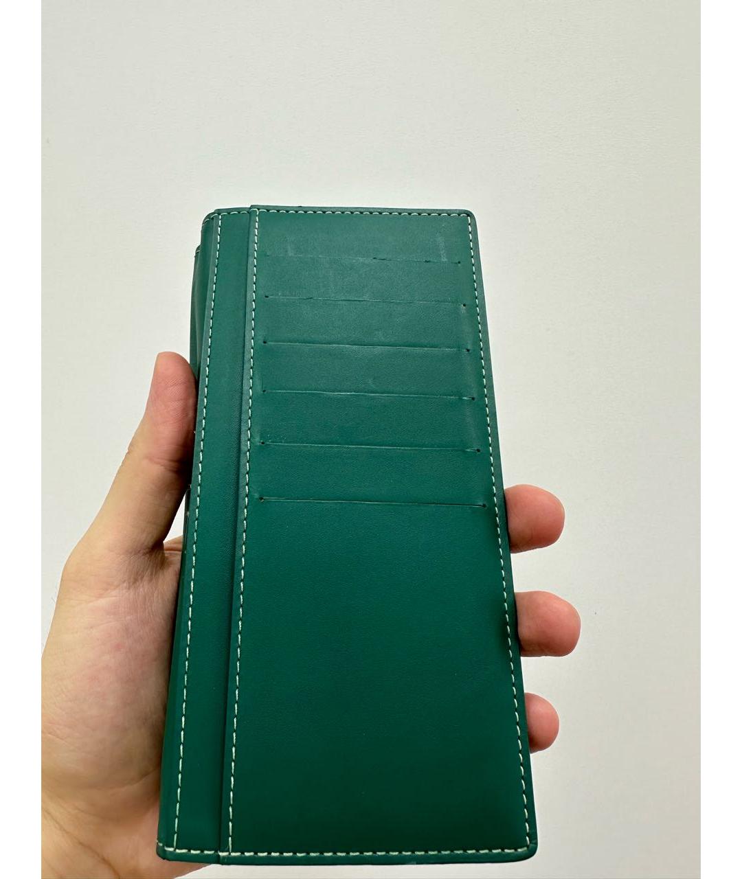 GOYARD Зеленый кожаный кошелек, фото 6