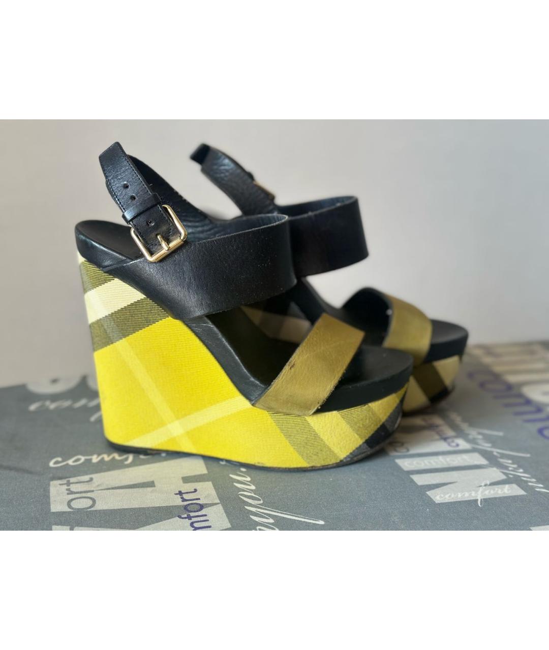 BURBERRY Желтые босоножки, фото 4
